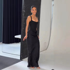 Ladies Lace Up Maxi Dress Slim Fit