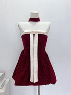 Mini Gothic Off Shoulder Dress In French Vintage Style Retro