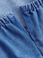Vintage Denim Fishbone Dress With Thin Straps And High Rise A Line Flowy Hem