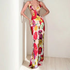 Romantic Garden Party Floral Maxi Dress With V Neckline