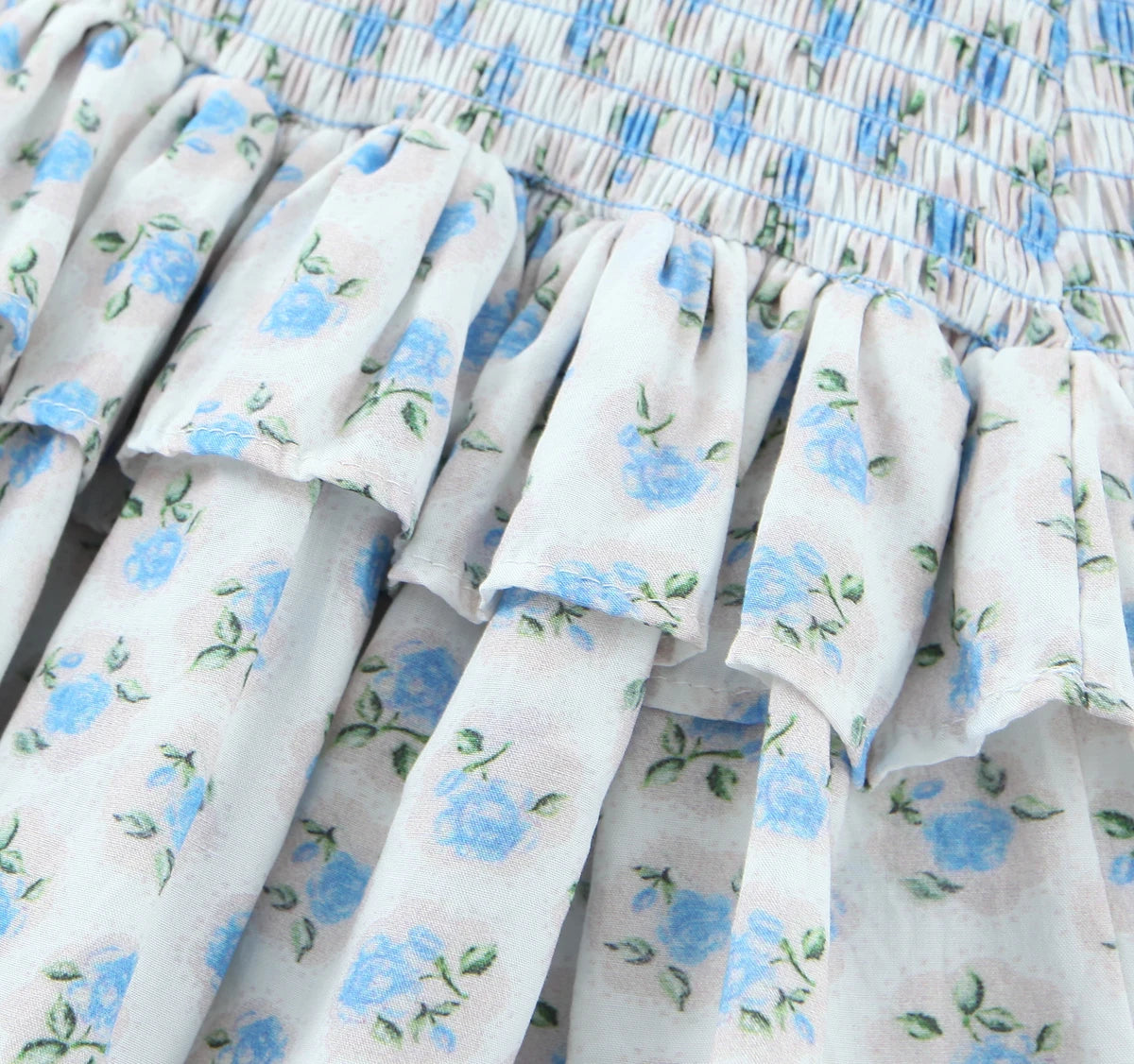 Flower Print Corset Ruched Elastic Body Sling Mini Square Collar Ruffles Hem Dress