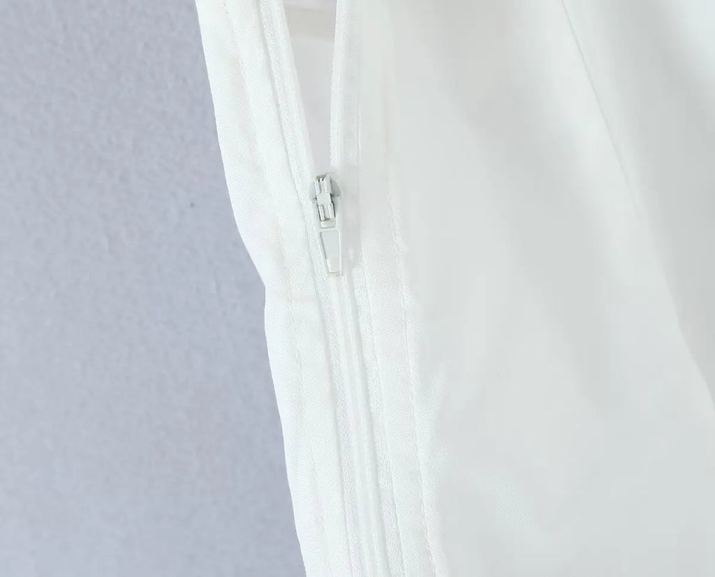 Wave Edged White Camis Sexy Bow V Neck Cotton Slim Crop Top