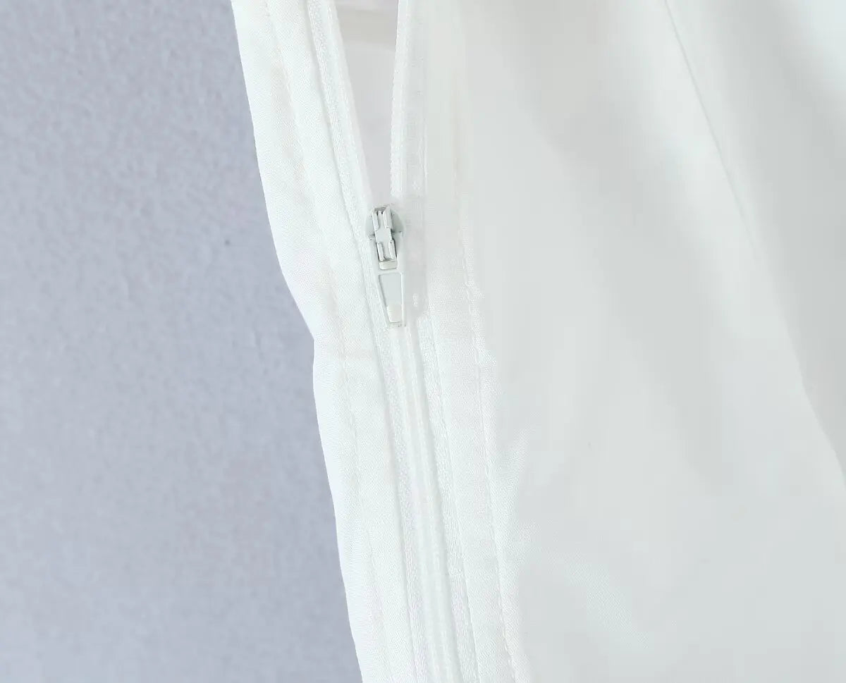 Wave Edged White Camis Sexy Bow V Neck Cotton Slim Crop Top