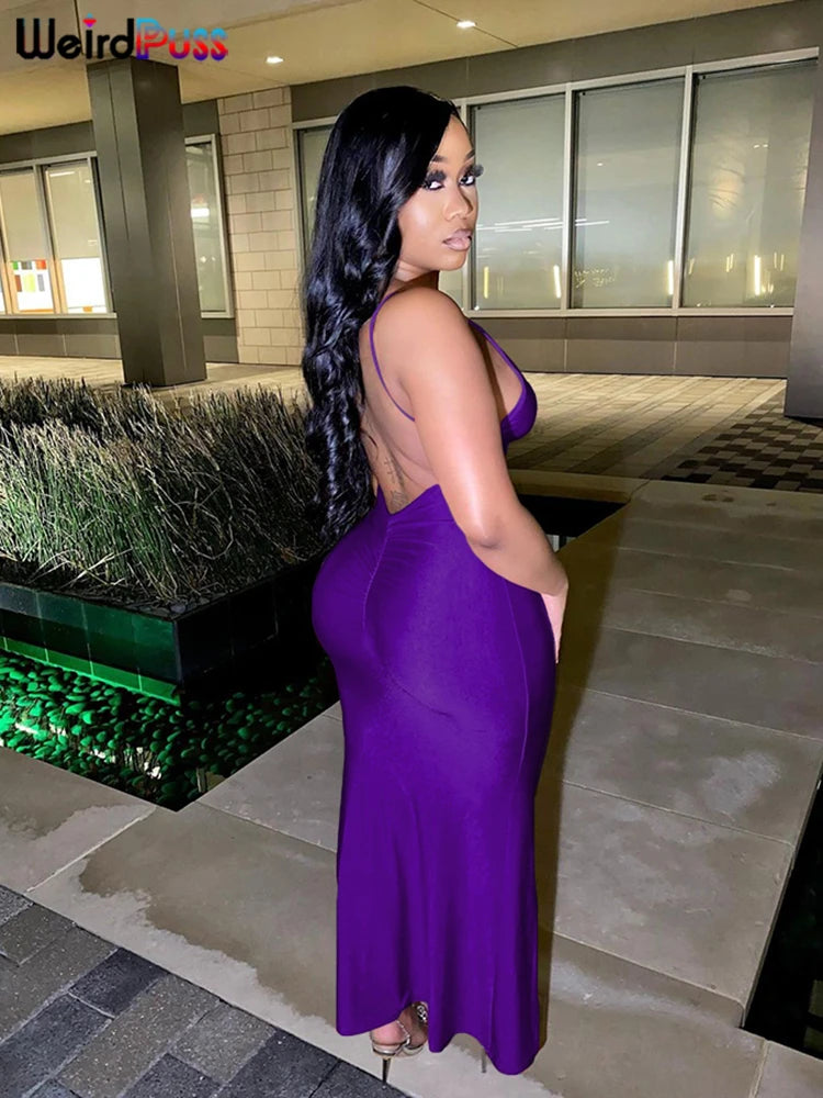 Coquette Backless V-Neck Evening Maxi Dress With Mermaid Silhouette