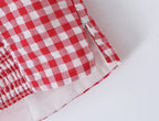 Red Plaid Corset Camis Lace Trim Bow Detail Bustier Sexy Top