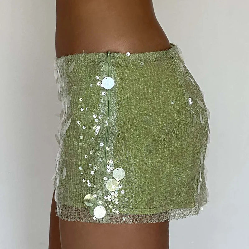 Sequin Wrap Mini Skirt With High Waist