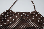 Polka Dot Print Bodysuit Wrap Belted Ruffled Back Cinched Pure Desire Style French for Women