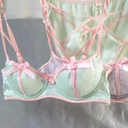 Dreamy Vintage Satin Lingerie Set With Lace Trim And Steel Ring Accents For Elegant Nightwear