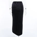 Punk High Waist Skirt With Bow Side Split Knee Length