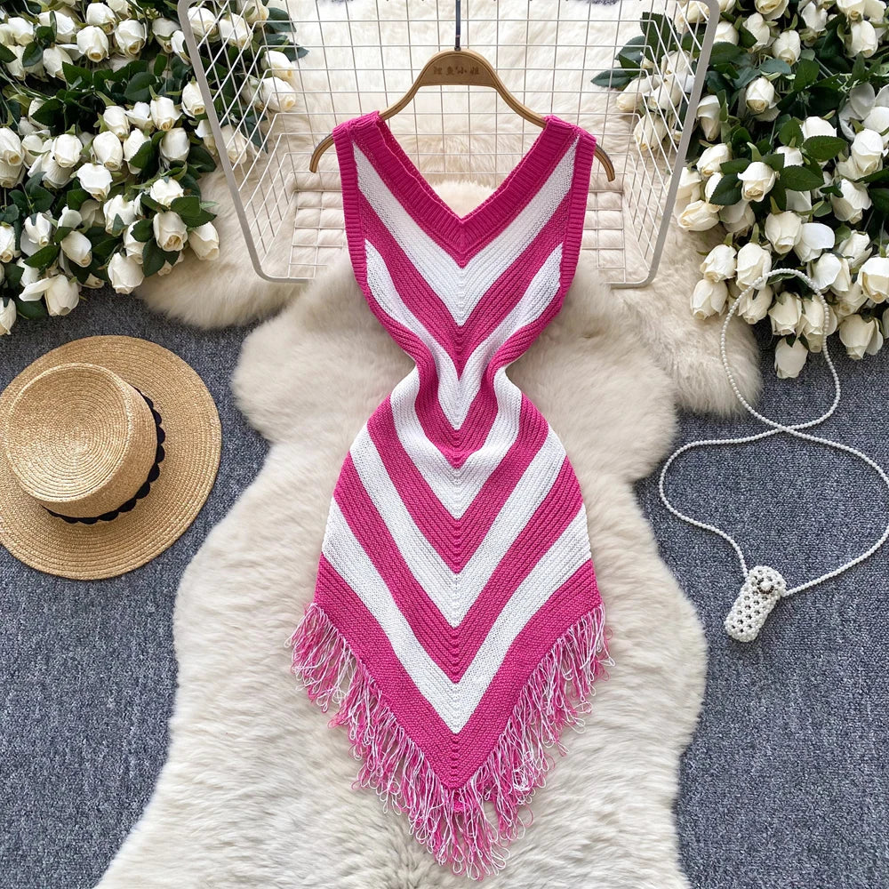 Knitted Mini Dress With Irregular Hem