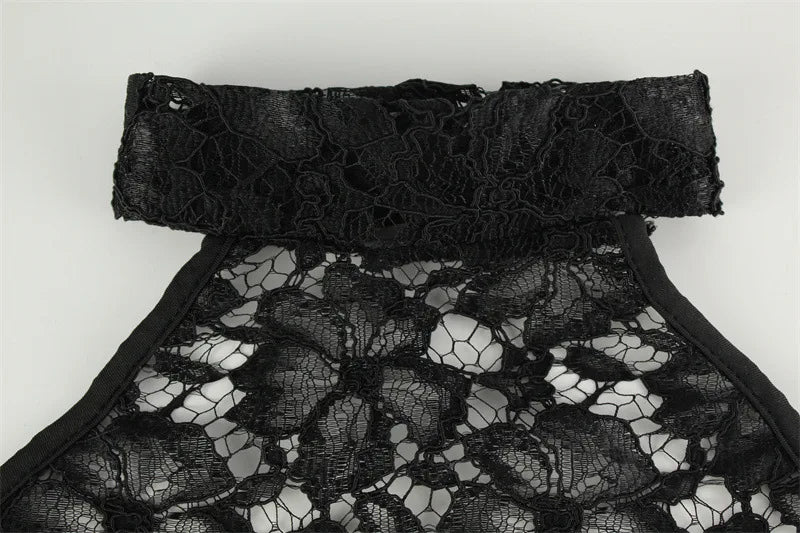Elegant Lace Patchwork Sleeveless Dress For Women Chic Sheath Style With Hip Wrap