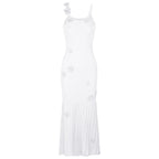 Airy Floral Knit Maxi Dress With Spaghetti Straps