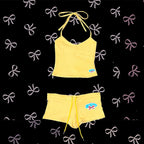 Graphic Letter Print Crop Top With Shorts Grunge Streetwear Vibe