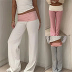 Relaxed Contrast Trim Elastic-Waist Straight-Leg Lounger Pants