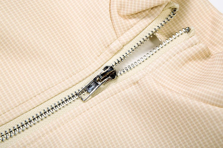 Stripe Zipper Cardigan And Ruched Mini Skirt Set