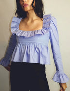 Soft Ruffle Blouse With Long Sleeves