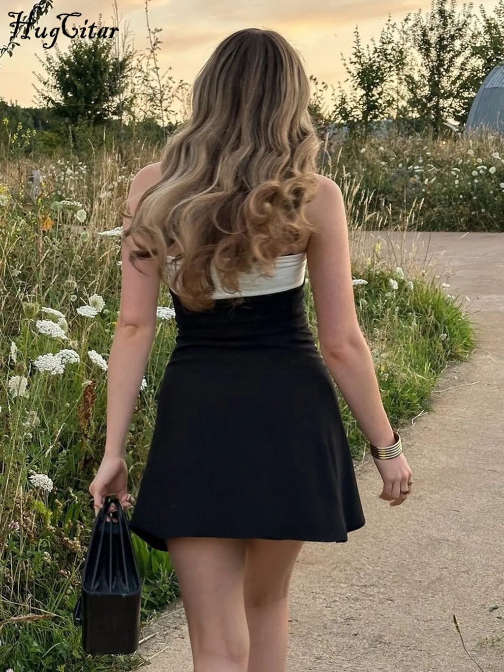 Block Strapless Patchwork Mini Dress