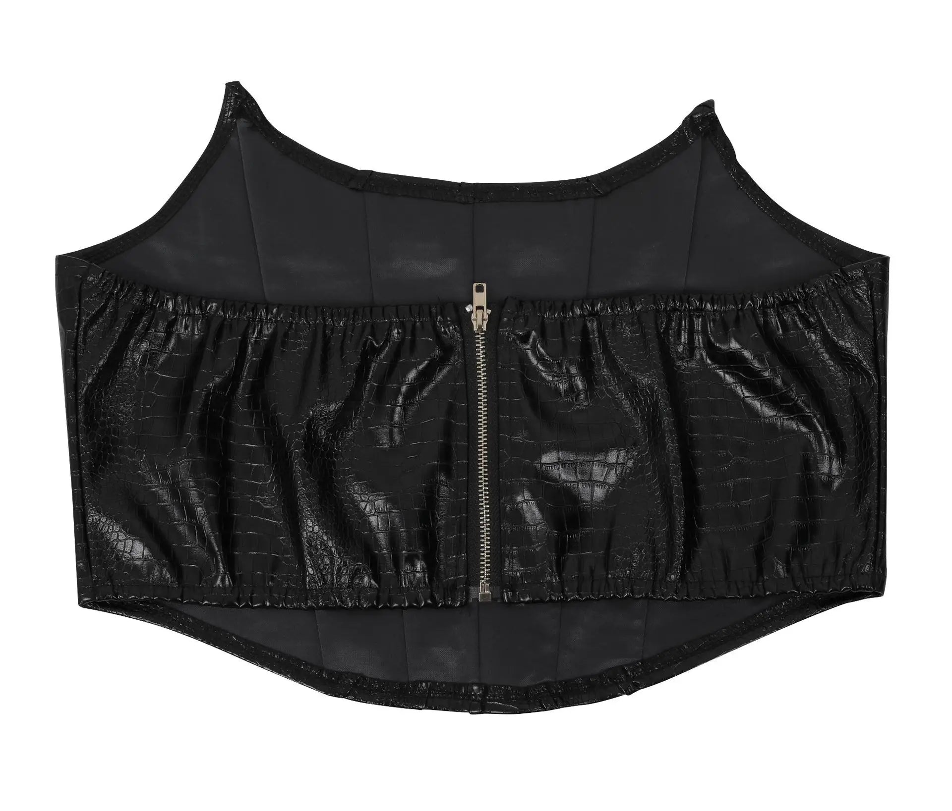 Corset Cutout Cargo Jumpsuit Two Piece Set Sleeveless PU Leather