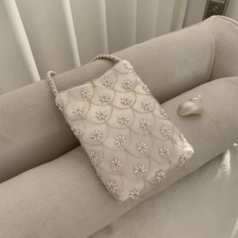 Sweet And Elegant Beaded Embroidered Party Bag With Delicate Shoulder Crossbody Strap