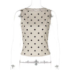Polka Dot O Neck Crop Tank For Women