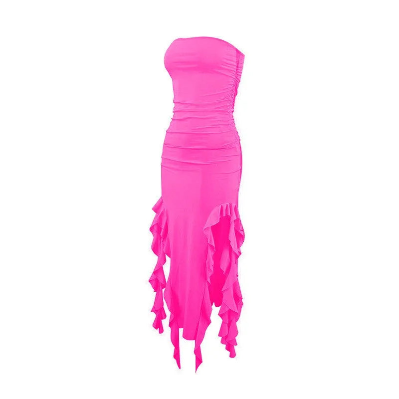 Tube Top Strapless Sexy Midi Dress