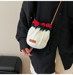 String Bucket Bag For Women Lightweight Crossbody Versatile Hollowout Design