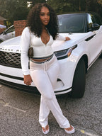 Cozy Two Piece Tracksuit Set With Zip Crop Jacket And Comfortable Sweatpants