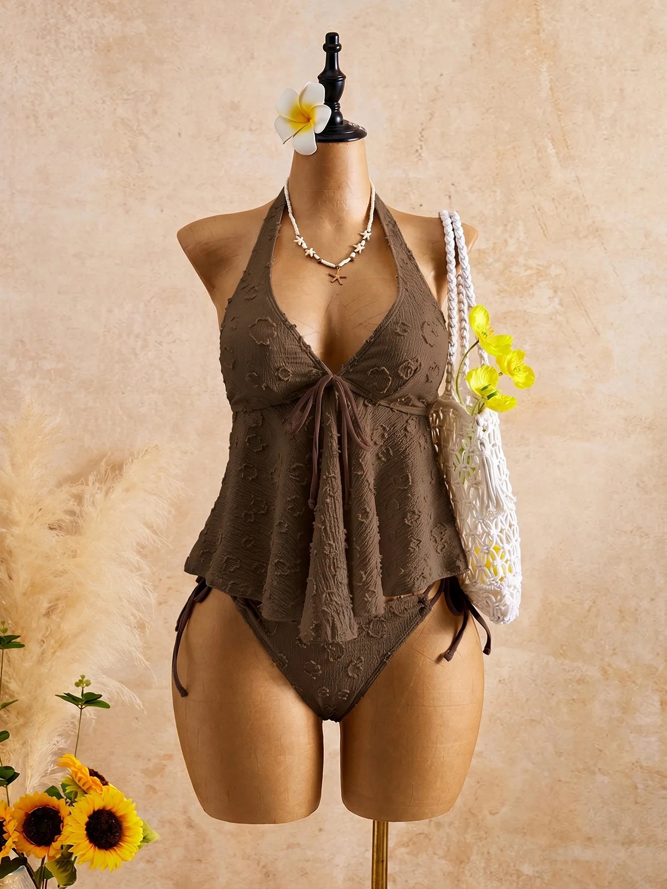 Lace Backless Bikini Set For Women Two Piece Beachwear Summer Swimwear