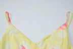 Fashion Floral Print V Neck Backless Sexy Ruffles Irregular Mini Dress