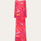 Sheer Mesh Body con Maxi Dress With Print