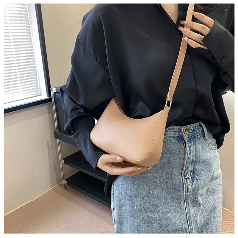 Solid Color Square Handbag Minimalist Crossbody Underarm Bag