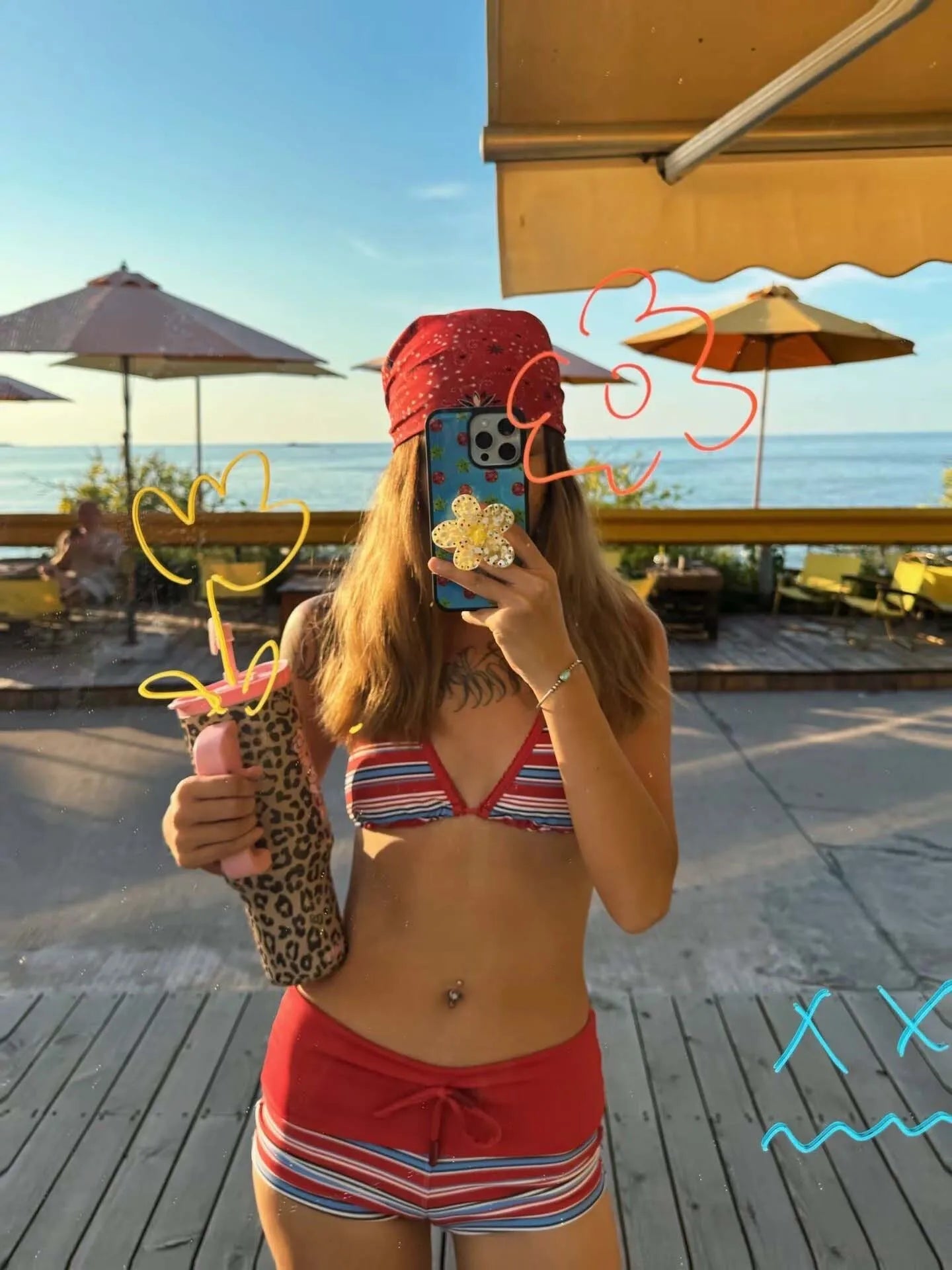 Striped Two-piece Bikini With Tie Dot Pattern Chic Beachwear Swimsuit For Summer Vibes