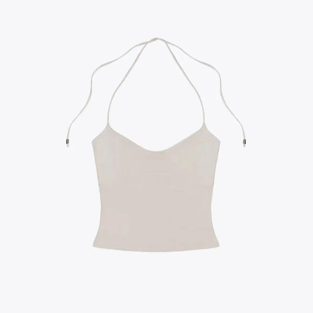 Lace Up Halter Tank And Suspender Long-sleeves Open Back Design For Chic Vibe