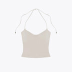 Lace Up Halter Tank And Suspender Long-sleeves Open Back Design For Chic Vibe