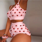 Two Piece Set Women's Pajama Shorts Suit Multiple Print Underwear Sexy Lingerie Camisoles