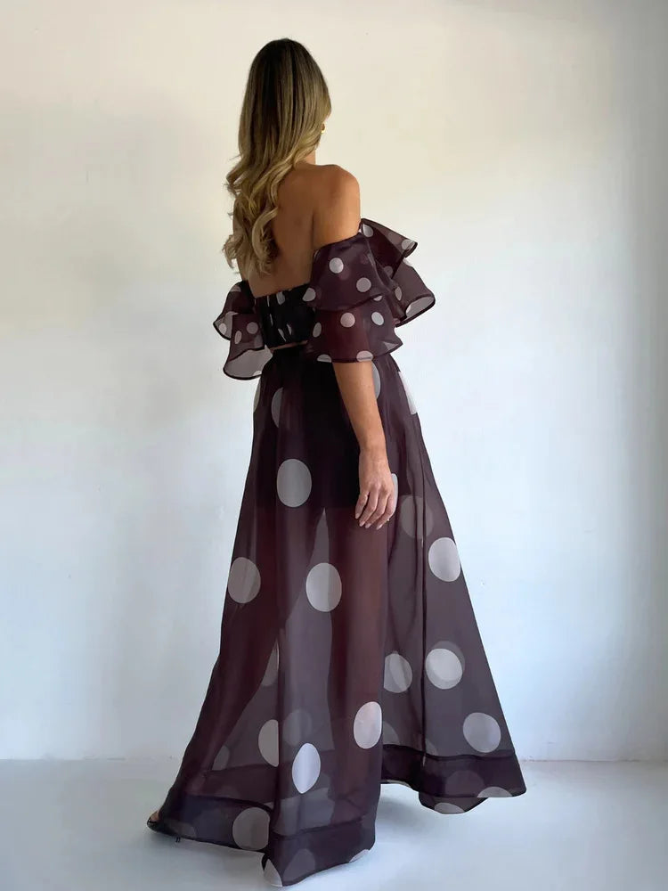 Sexy Print Asymmetrical Hem Long Skirt Set Fashionable Sleeveless Women's Polyester Fabric Casual Leisure Suit