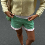 Plaid High Waist Ruffle Hem Boxer Shorts