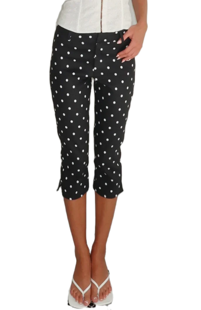 Side Slit Capri Leggings Slim Fit Three Quarter Length Trousers