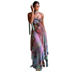 Floral Halter Maxi Set With Backless Design
