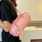 PU Pillow Shoulder Bag For Women With Textured Finish Baguette Style
