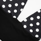 Patchwork Polka Dot Print Two Piece Set With Backless Halter Crop Top And Pleated Waist Capri Pants