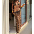 Yellow Polka Dot Skirt Halter Female Three-piece Bikini Set