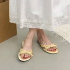 Butterfly Knot Open Toe Slides For Women Non Slip Flats