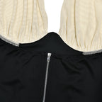 Halter Backless Patchwork Crop Top Sleeveless Cinched Waist