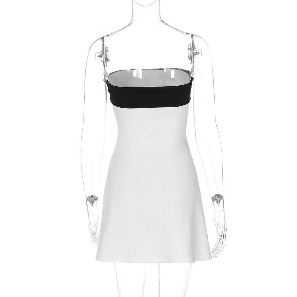 Block Strapless Patchwork Mini Dress