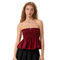 Women Floral Bow Crop Top With Ruffles And Backless Strapless Tank