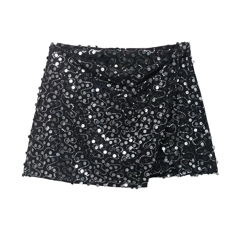 Glam Sequin High Waisted Mini Skirt