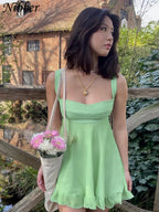Cutout Backless Slim Sling Dress With Ruffle