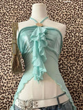 Aesthetic Mesh Halter Neck Crop Top Vintage Inspired Shell Sleeveless Camisole