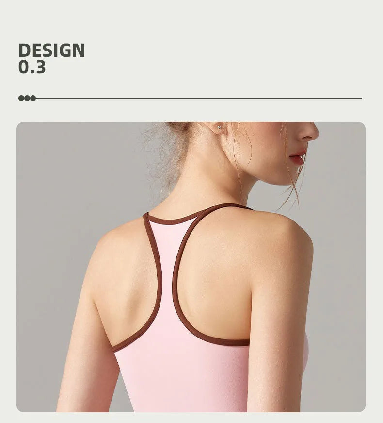Colorful Yoga Vest With Fixed Chest Pads Women Gym Sleeveless Tank Top For Fitness And Running